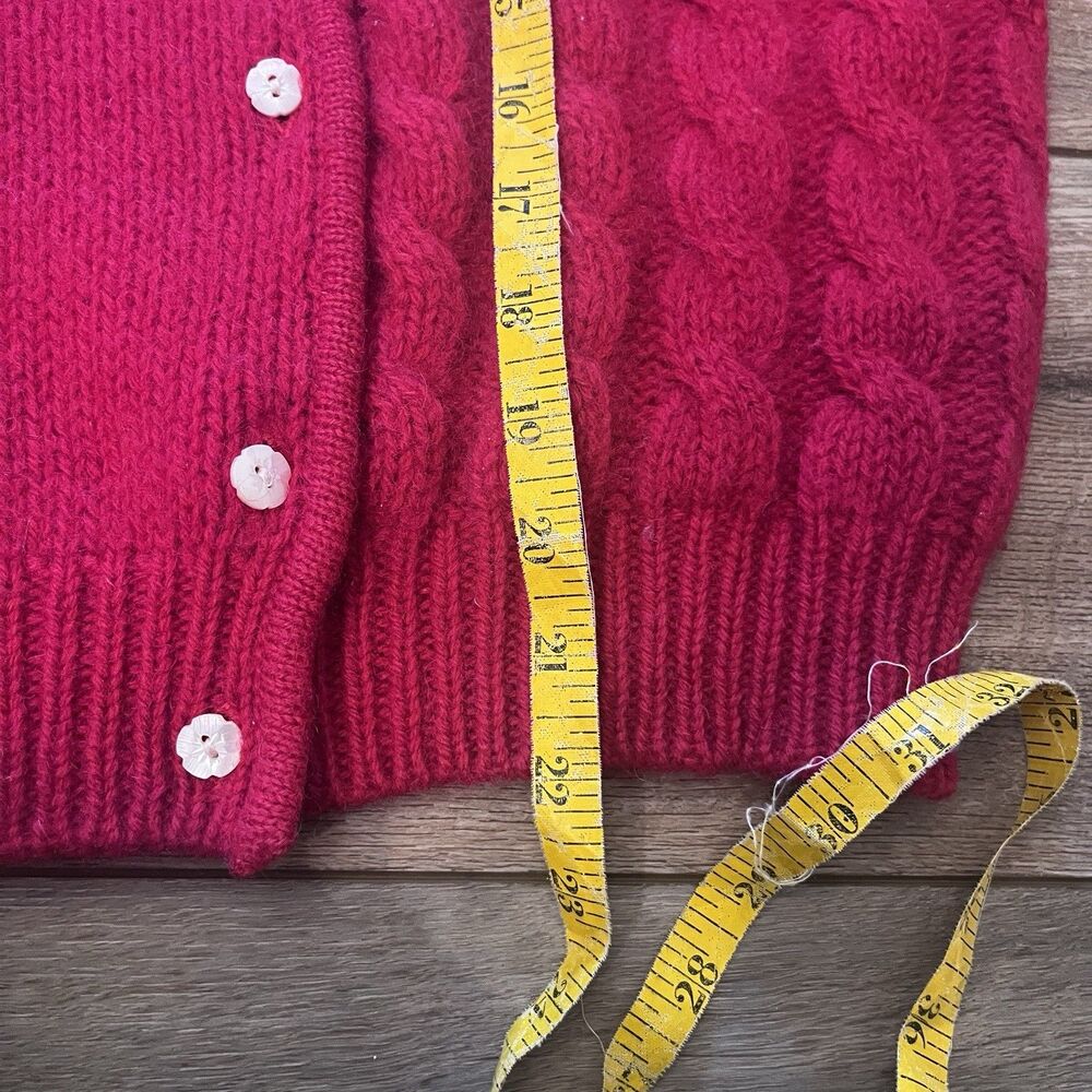 Vintage Robert Scott Ltd Red Pure Wool Cardigan Cable Knit Sweater Women's M 40 - Picture 4 of 5